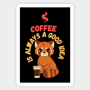 Red Panda Baby Bear Loves Coffee Magnet